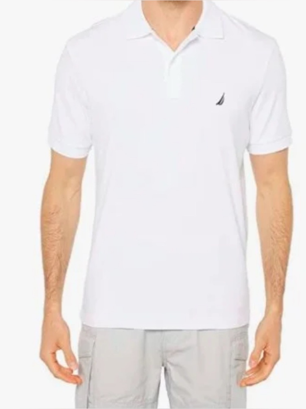 Nautica White Polo with Navy Sail Emblem